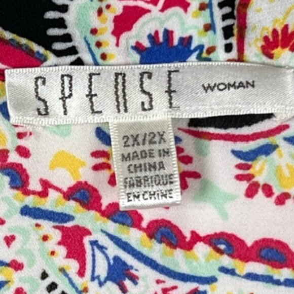 SPENSE Paisley Longline Tunic High Low Hem with Deep Vents Plus Size 2X - Picture 2 of 7